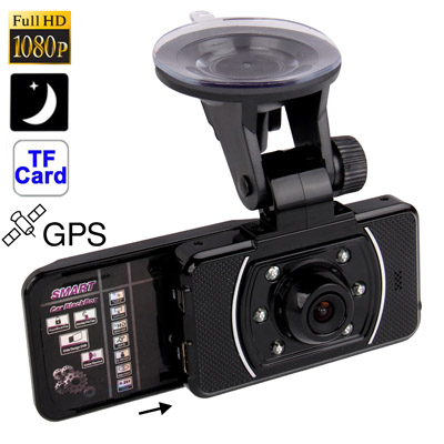 Full HD 1080P Slide Design 2.0 inch Screen Vehicle DVR with GPS Function, Support TF Card & Night Vision